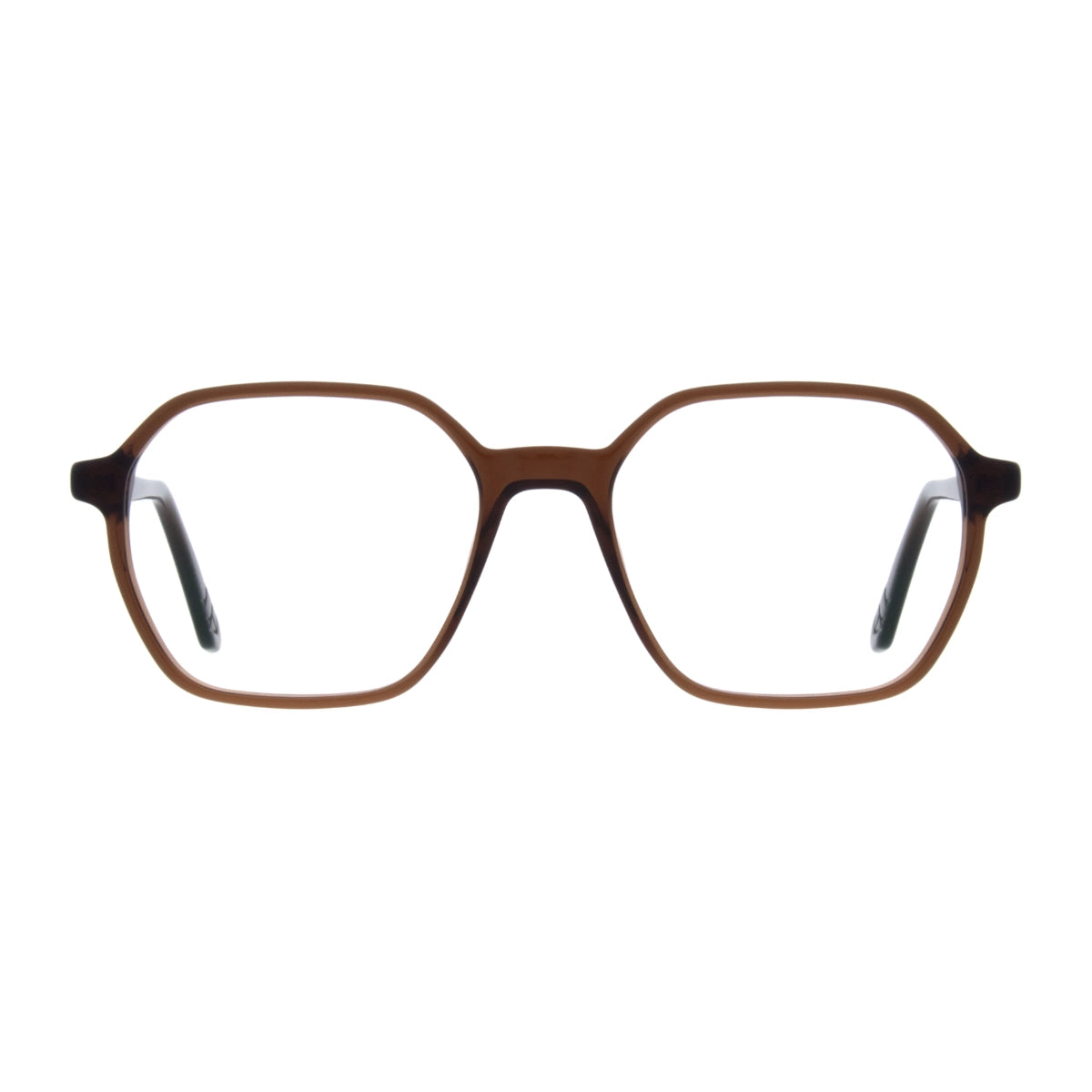 Brown Andy Wolf oversized women's eyeglasses on white background