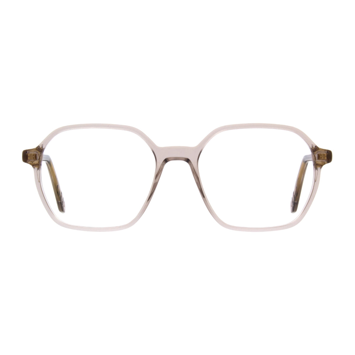 Tan crystal Andy Wolf oversized women's eyeglasses on white background