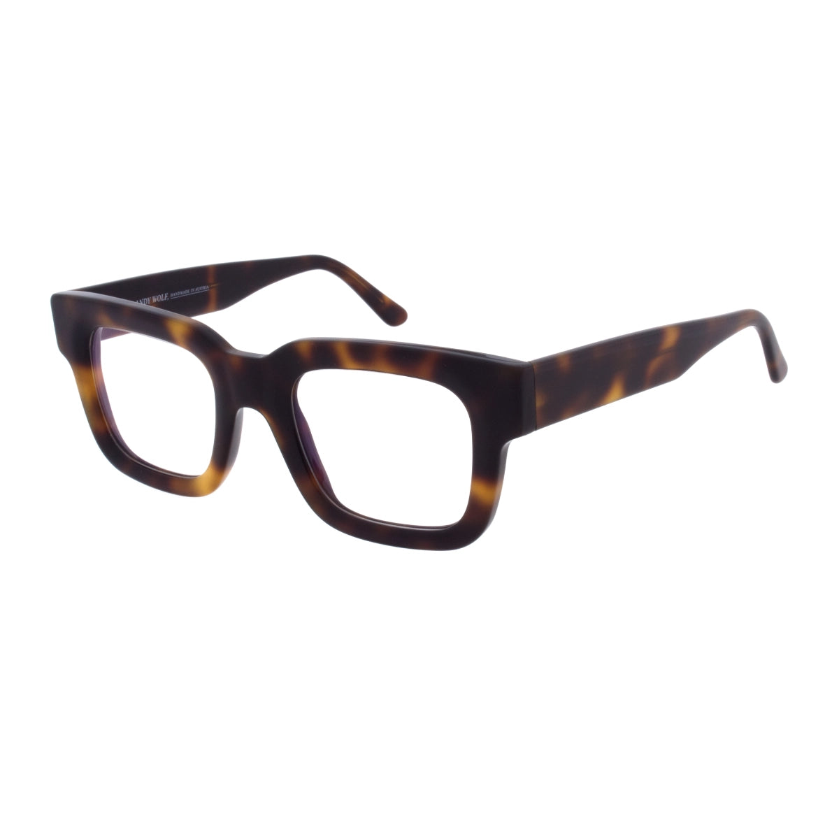 Tortoise Andy Wolf eyeglasses on white background