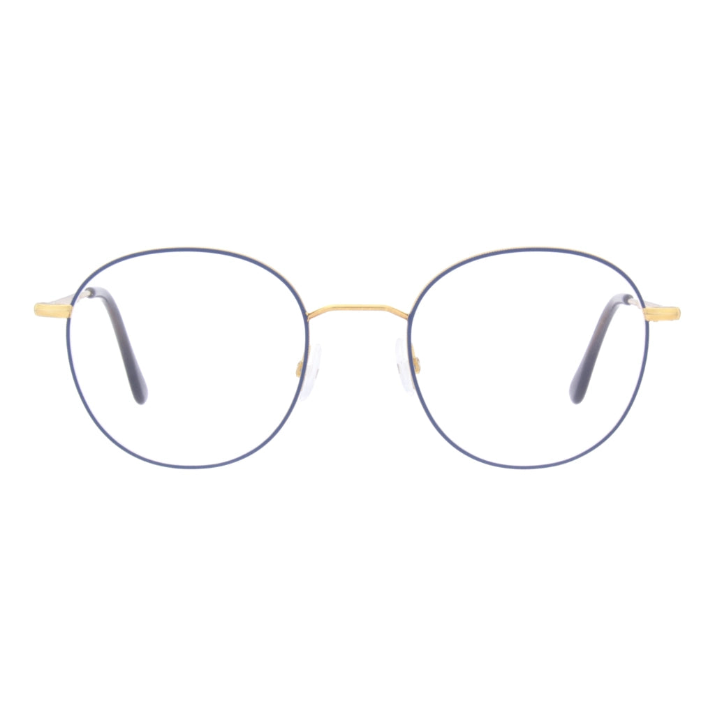 Blue and gold Andy Wolf round metal luxury eyeglasses