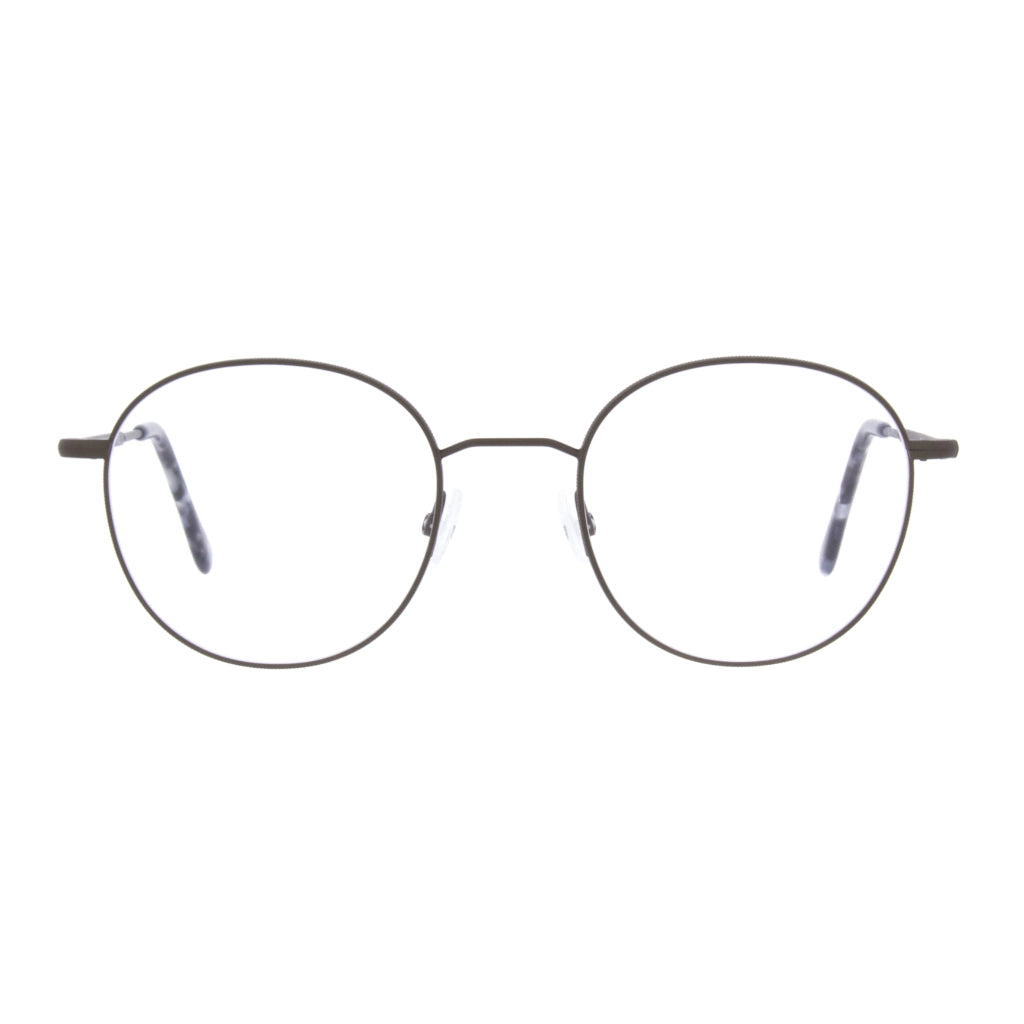 Brown matte Andy Wolf round metal luxury eyeglasses