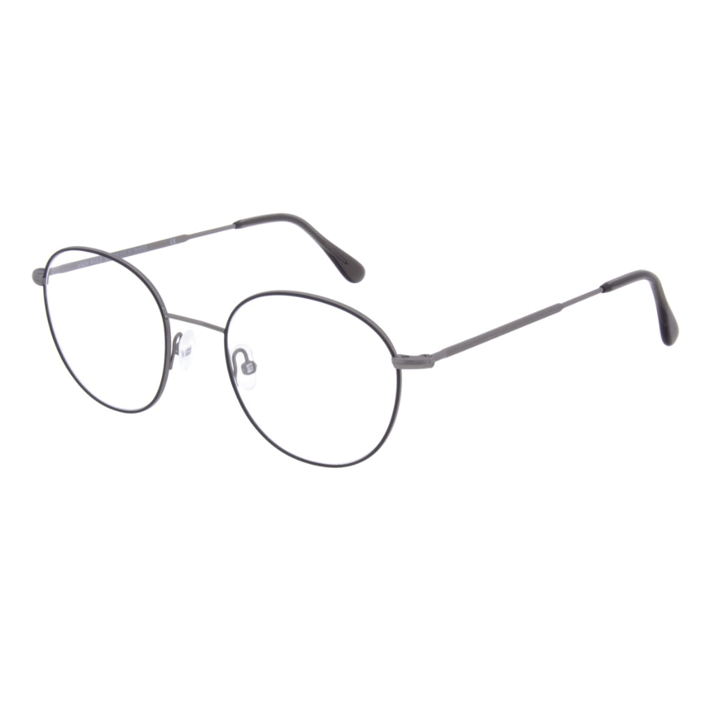 Gunmetal Andy Wolf round metal luxury eyeglasses