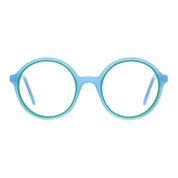 Bright blue round luxury handmade Andy Wolf plastic eyeglasses