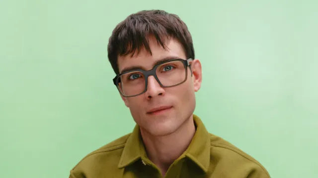Model wearing Andy Wolf square glasses