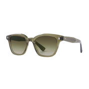 Green crystal large Garrett Leight Broadway wayfarer sunglasses for men and women.
