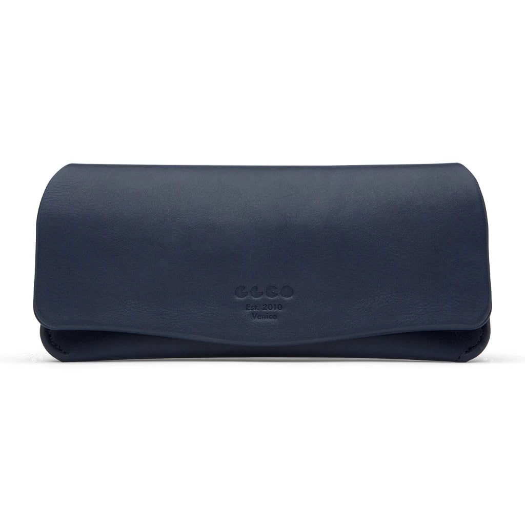 Navy blue luxury eyeglass case by GLCO at The Optical. Co