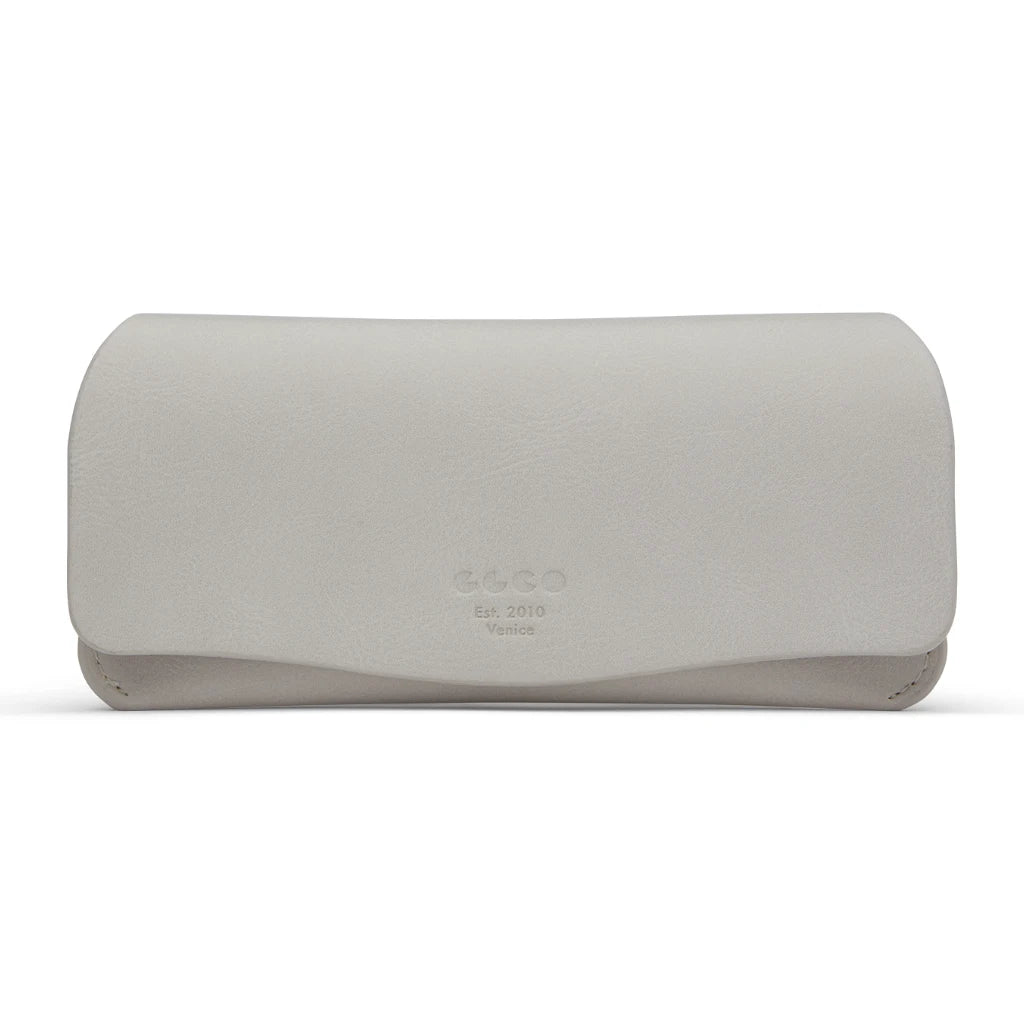 Grey sand luxury eyeglass case by GLCO at The Optical. Co