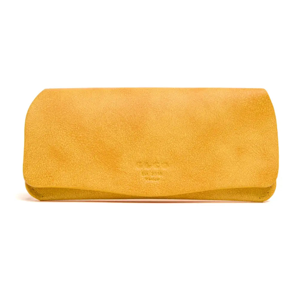 Yellow GLCO soft eyeglass case for glasses or sunglasses