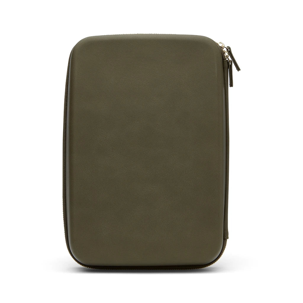Olive back luxury GLCO collector travel eyeglass case luggage