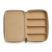 Olive luxury GLCO collector travel eyeglass case luggage open