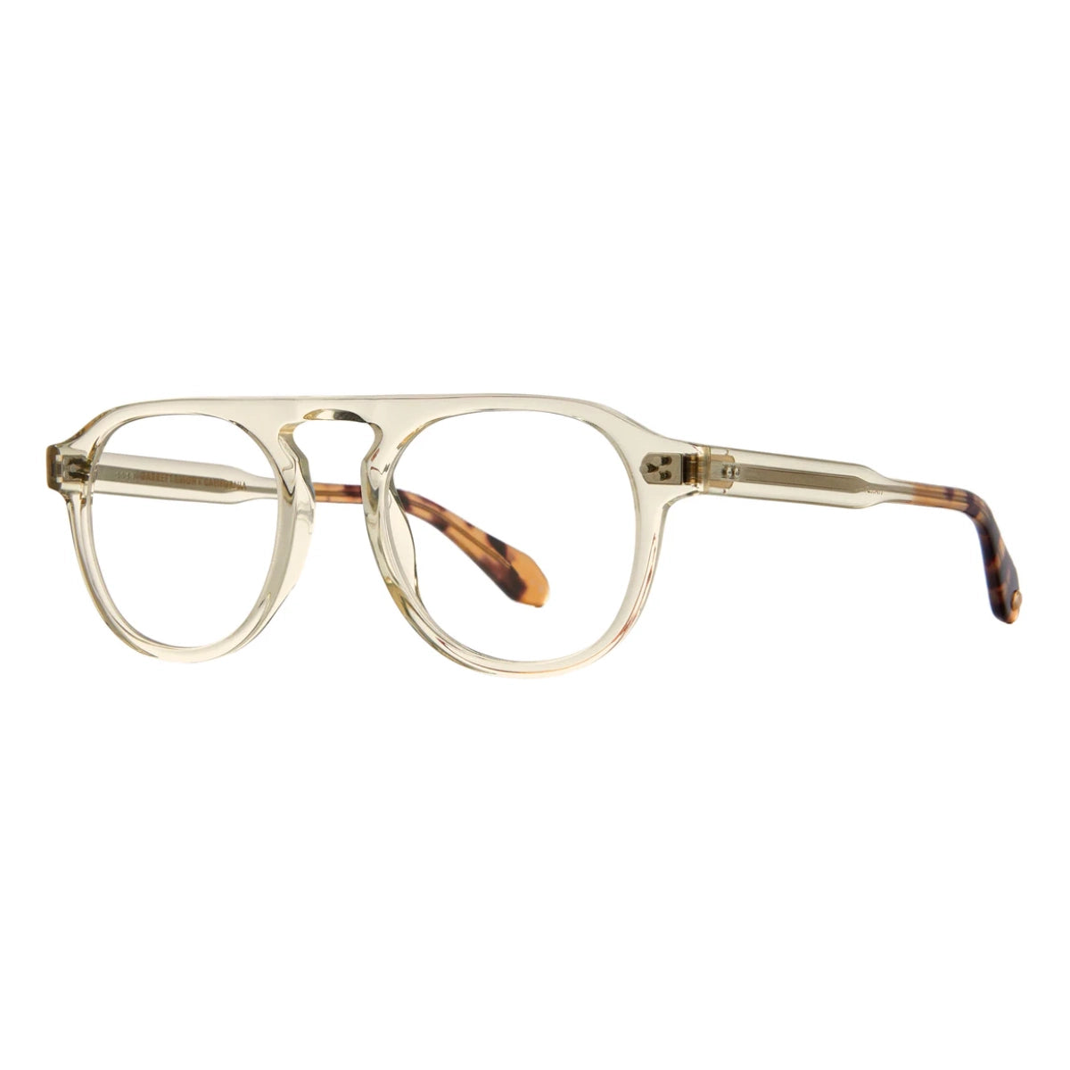 Champagne GLCO Harding eyeglasses on white background