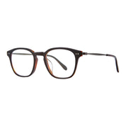 Black Garrett Leight Clark J metal and plastic eyeglasses on white background