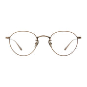 Antique Gold classic round metal prescription eyeglasses by Garrett Leight at The Optical. Co