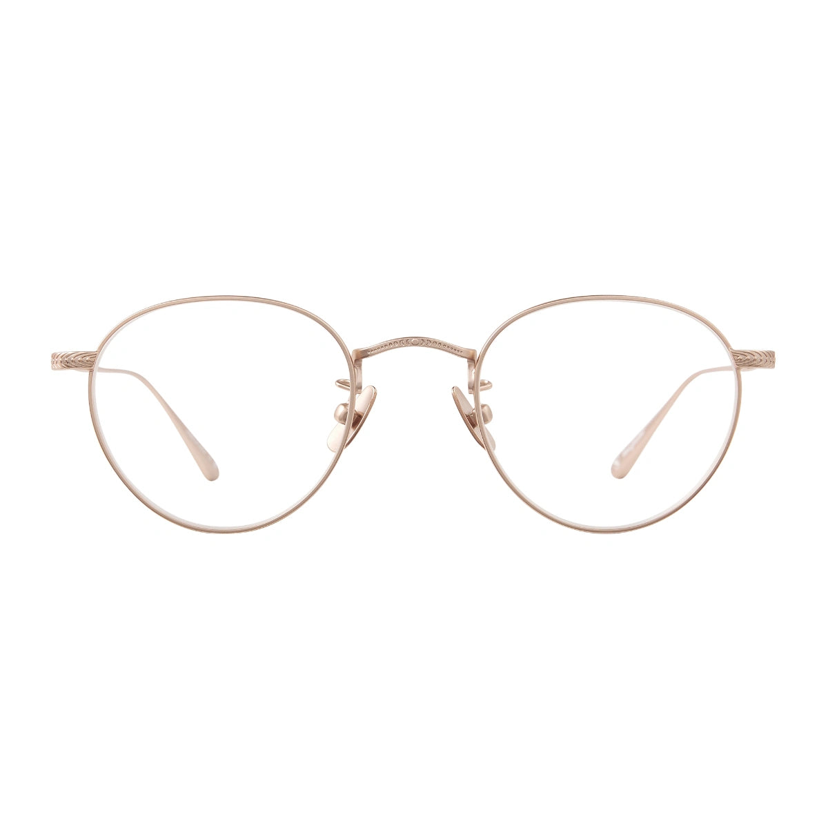 Champagne classic round metal prescription eyeglasses by Garrett Leight at The Optical. Co