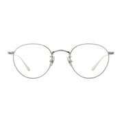 Silver classic round metal prescription eyeglasses by Garrett Leight at The Optical. Co