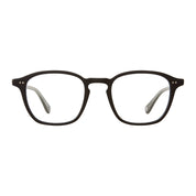 Matte black Markus modern square eyeglass frames by Garrett Leight on a white background