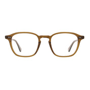 Brown Markus modern square eyeglass frames by Garrett Leight on a white background