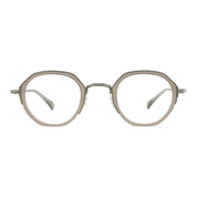 Grey crystal silver Mr. Leight antique style round metal eyeglass frames