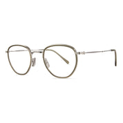 Silver green Mr. Leight luxury titanium metal handmade eyeglasses at The Optical Co