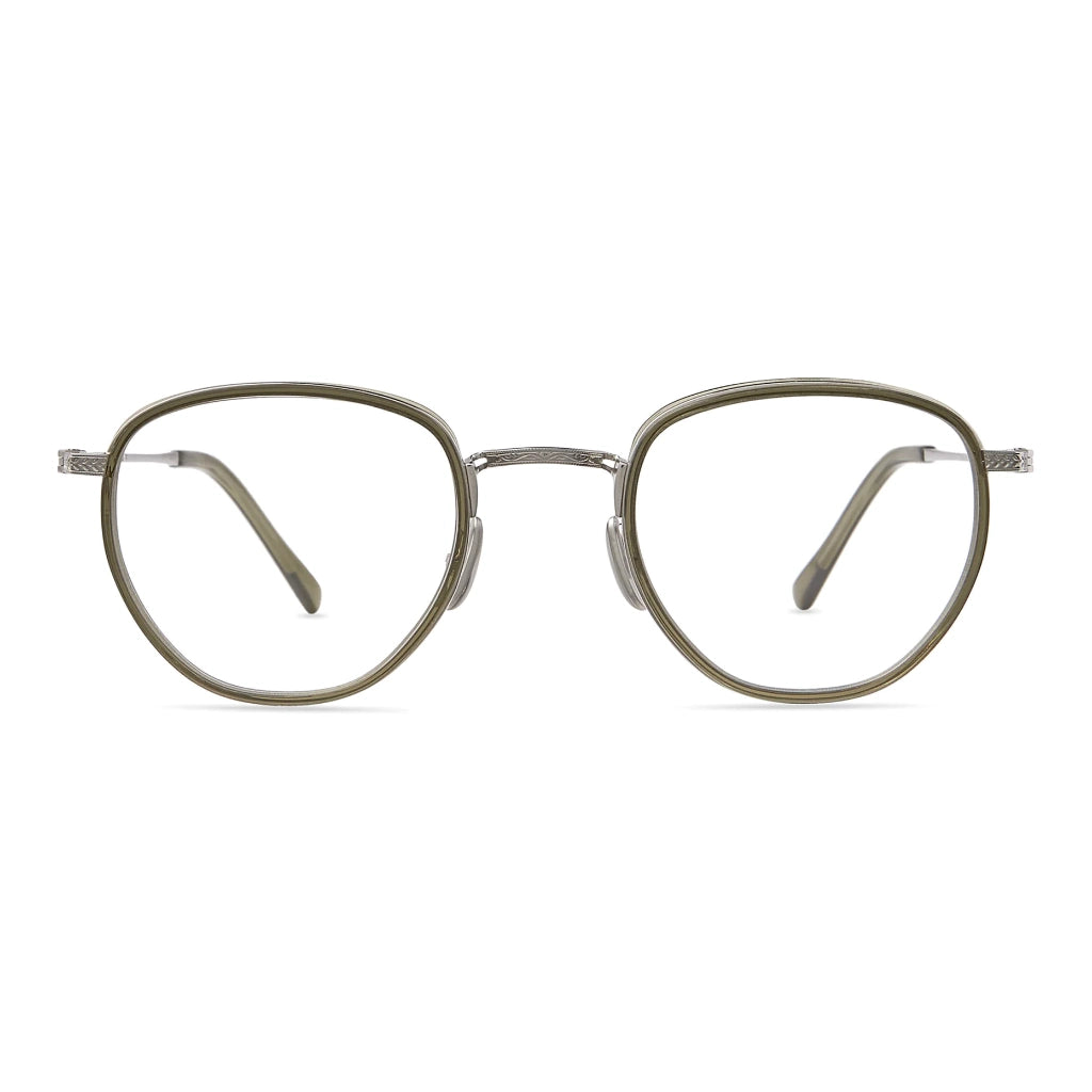 Green silver Mr. Leight luxury titanium metal handmade eyeglasses at The Optical Co