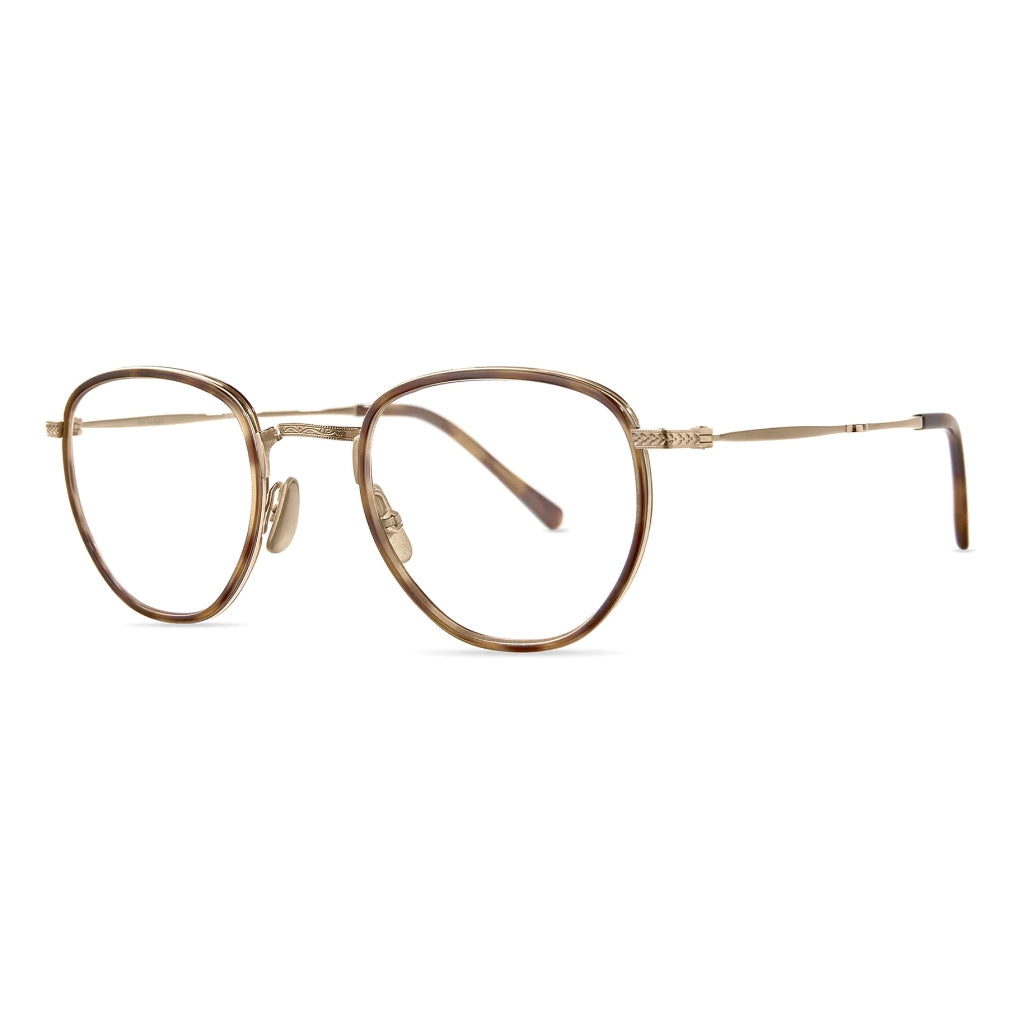 Gold Tortoise Mr. Leight luxury titanium metal handmade eyeglasses at The Optical Co