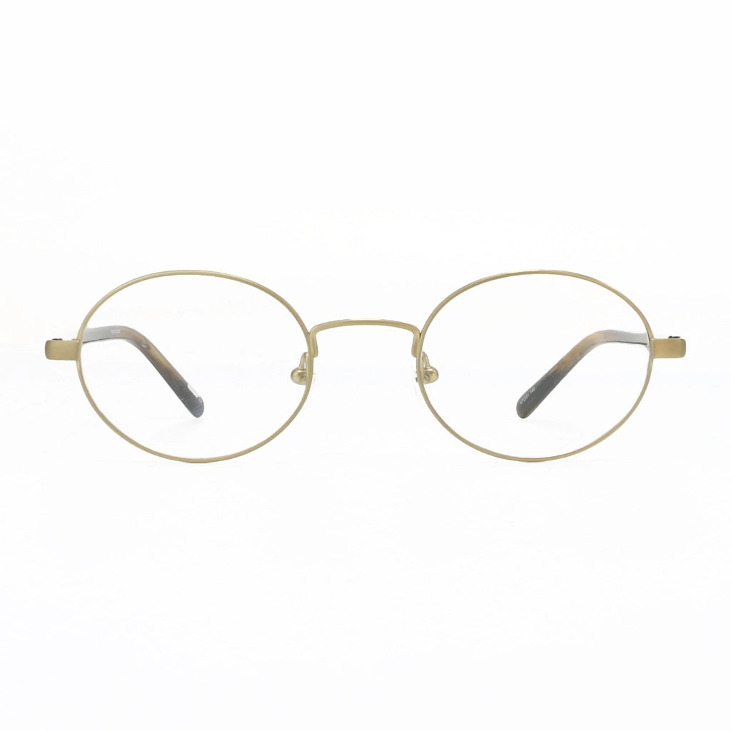 Gold small oval metal old-fashioned looking eyeglass frames for men and women