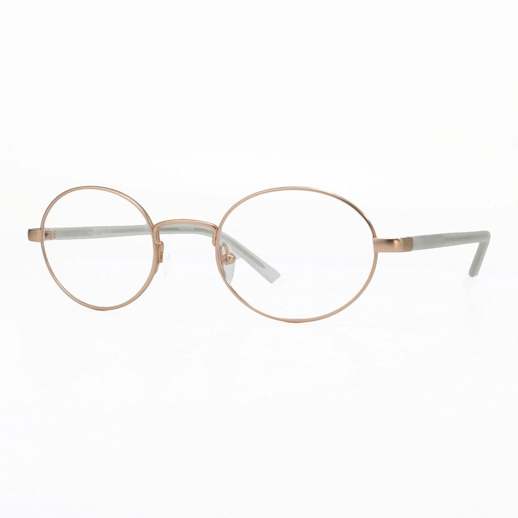 Rose gold small oval metal old-fashioned looking eyeglass frames for men and women