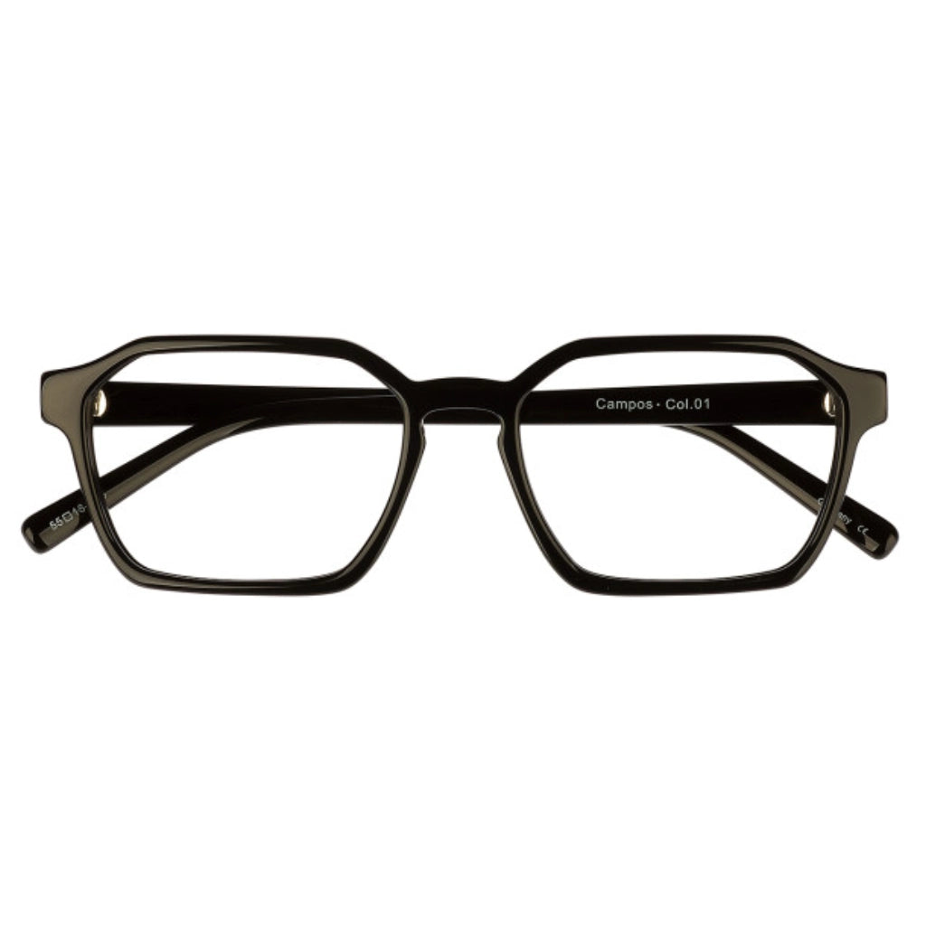Black Campos geometric luxury eyeglass frames for men and women