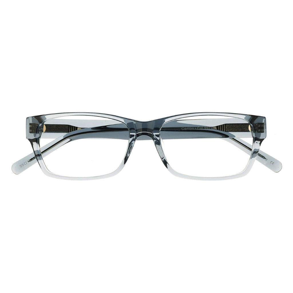 Blue crystal minimal slim rectangular plastic luxury eyeglasses with thick temples
