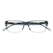 Blue crystal minimal slim rectangular plastic luxury eyeglasses with thick temples