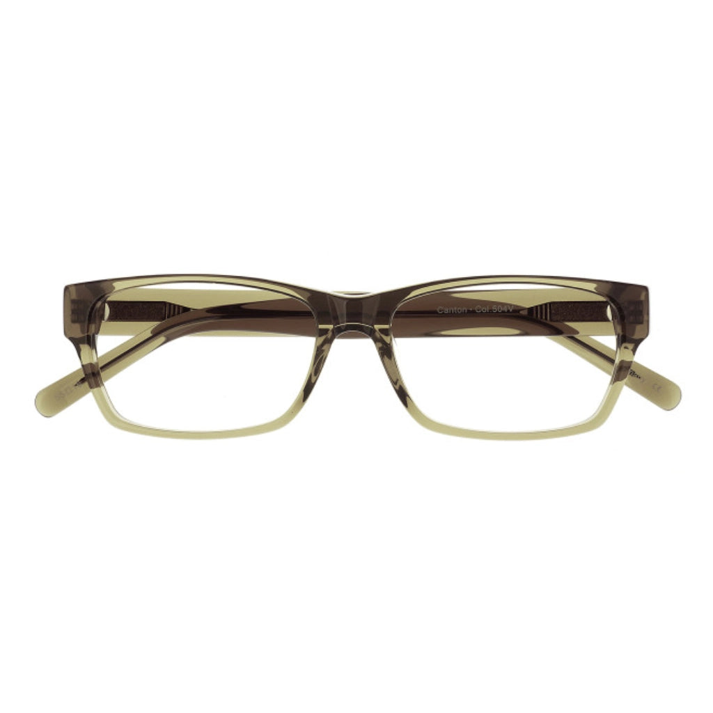 Green crystal minimal slim rectangular plastic luxury eyeglasses with thick temples