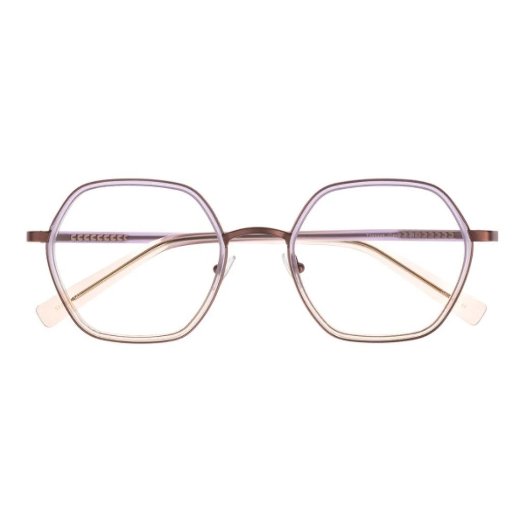 Lilac large geometric shaped metal titanium glasses for women
