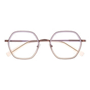 Lilac large geometric shaped metal titanium glasses for women