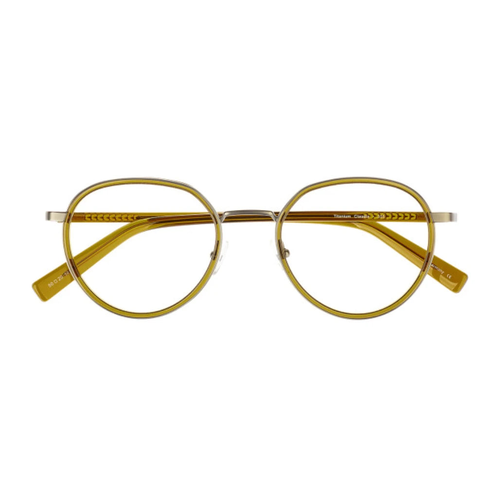 Olive round lightweight metal titanium glasses online for women
