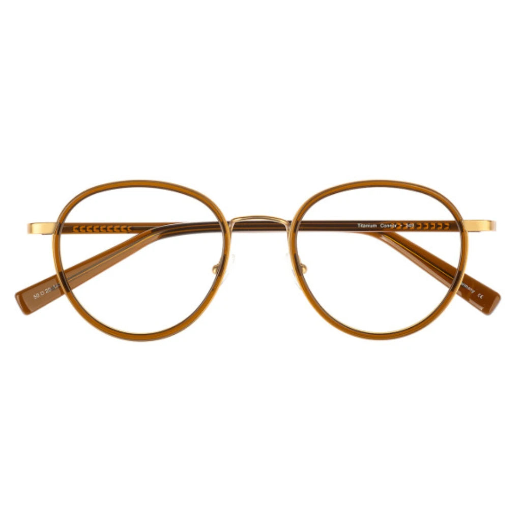 Brown gold round titanium lightweight eyeglasses for men and woman