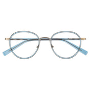 Blue silver round titanium lightweight eyeglasses for men and woman