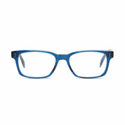 Indigo blue Walter eyeglass frames by SALT on white background