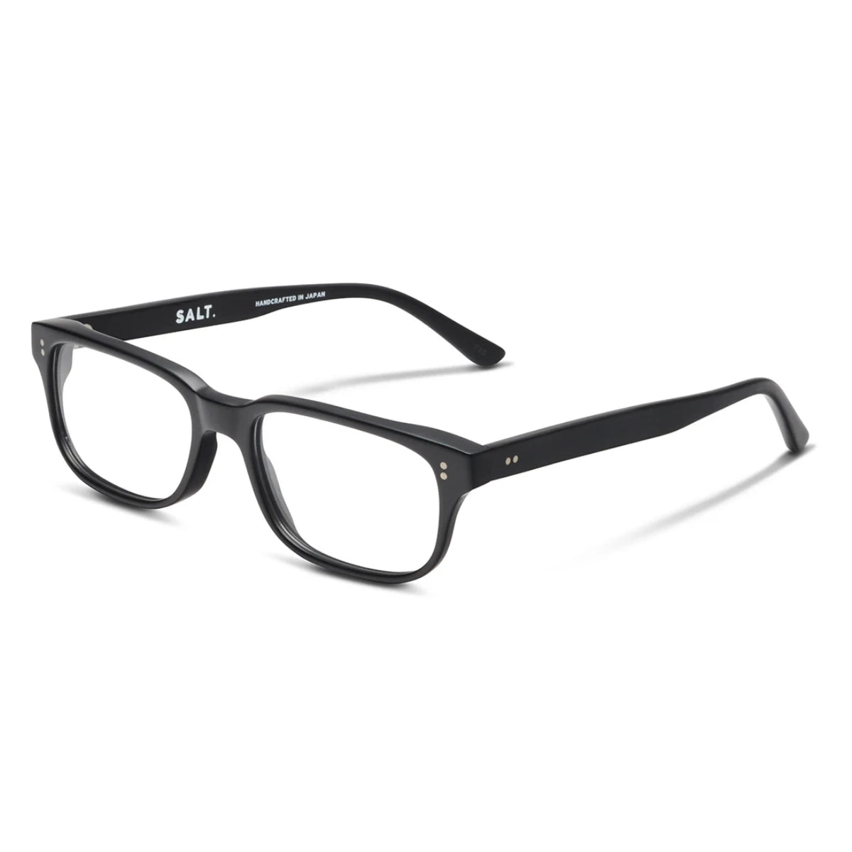Black SALT Mitchell rectangular eyeglasses on white background