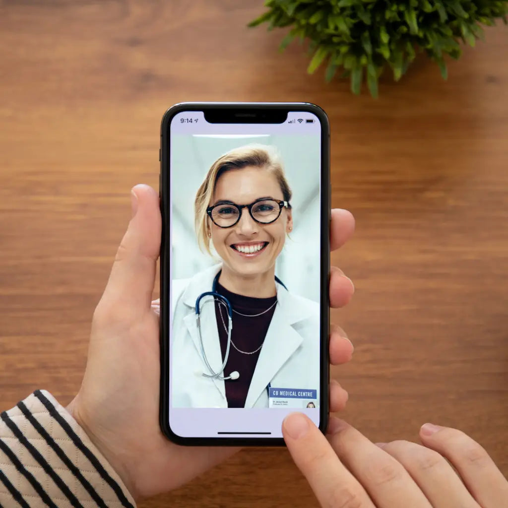 Virtual telehealth eye doctor consult appointment