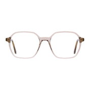 Tan crystal Andy Wolf oversized women's eyeglasses on white background