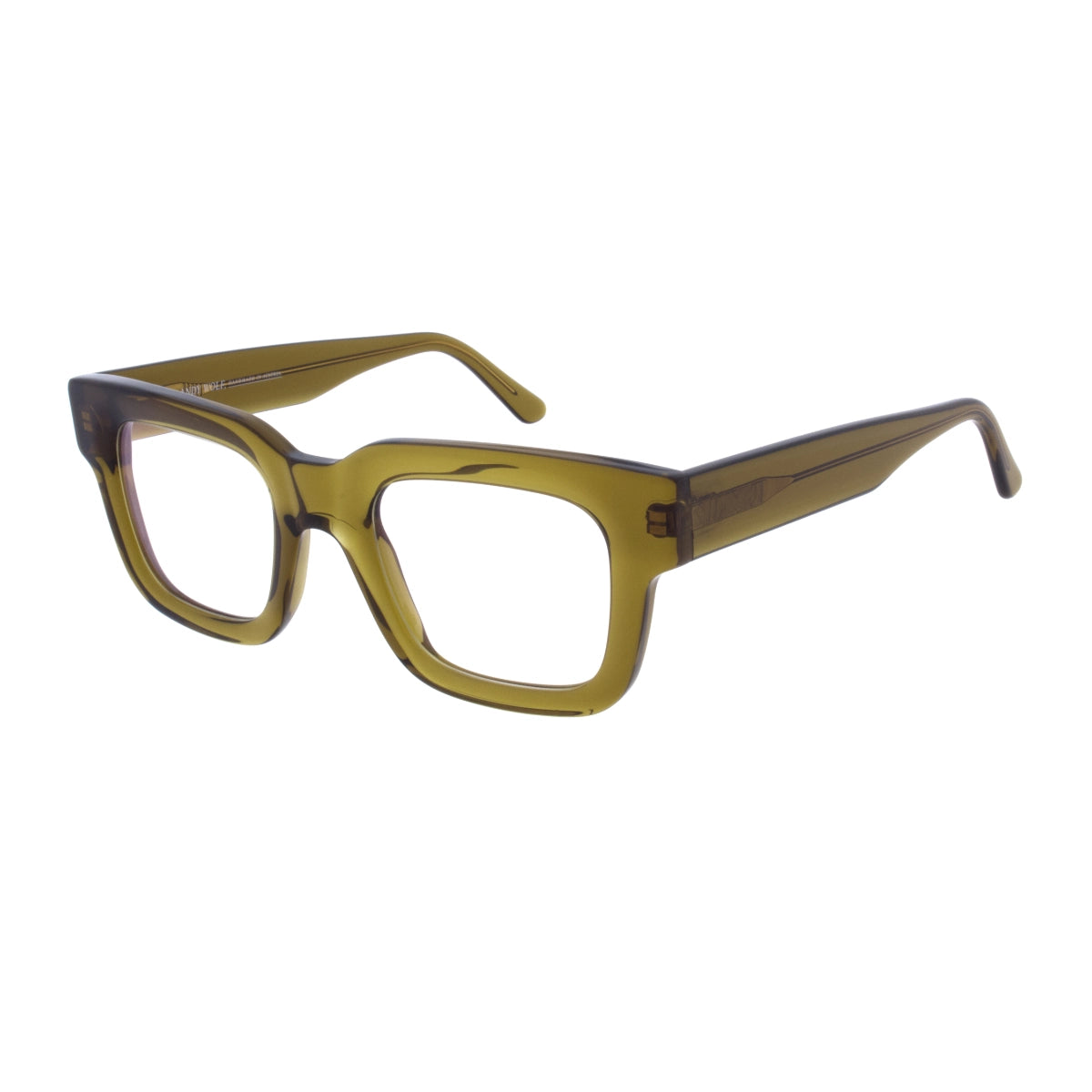 Green Andy Wolf eyeglasses on white background