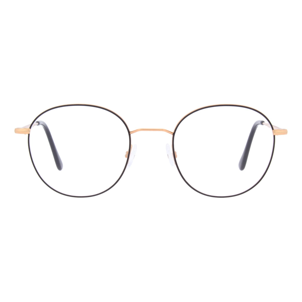 Black and rose gold Andy Wolf round metal luxury eyeglasses