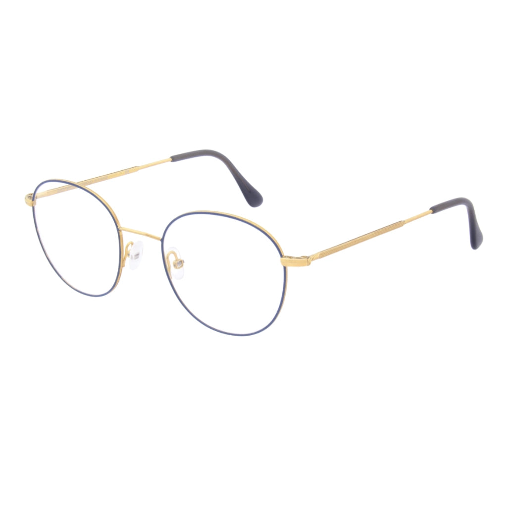 Blue gold Andy Wolf round metal luxury eyeglasses