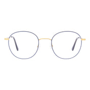 Blue and gold Andy Wolf round metal luxury eyeglasses