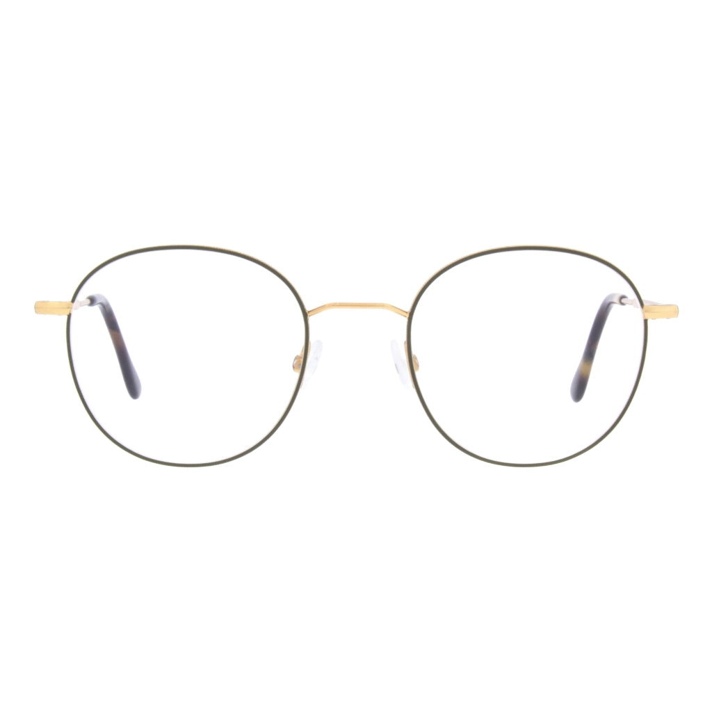 Green and gold Andy Wolf round metal luxury eyeglasses