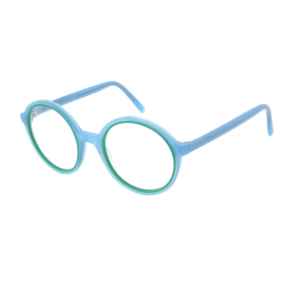 Sky blue round luxury handmade Andy Wolf plastic eyeglasses