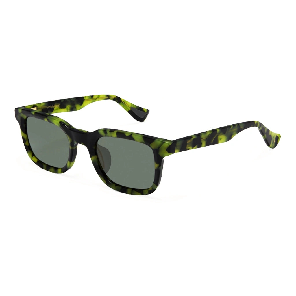 Green tortoise rectangular plastic running polarized sunglasses