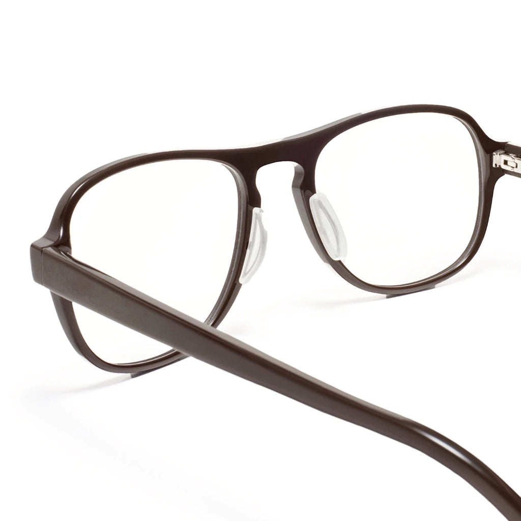 Matte brown back Dunn active prescription aviator shaped eyeglasses by Article One at The Optical Co