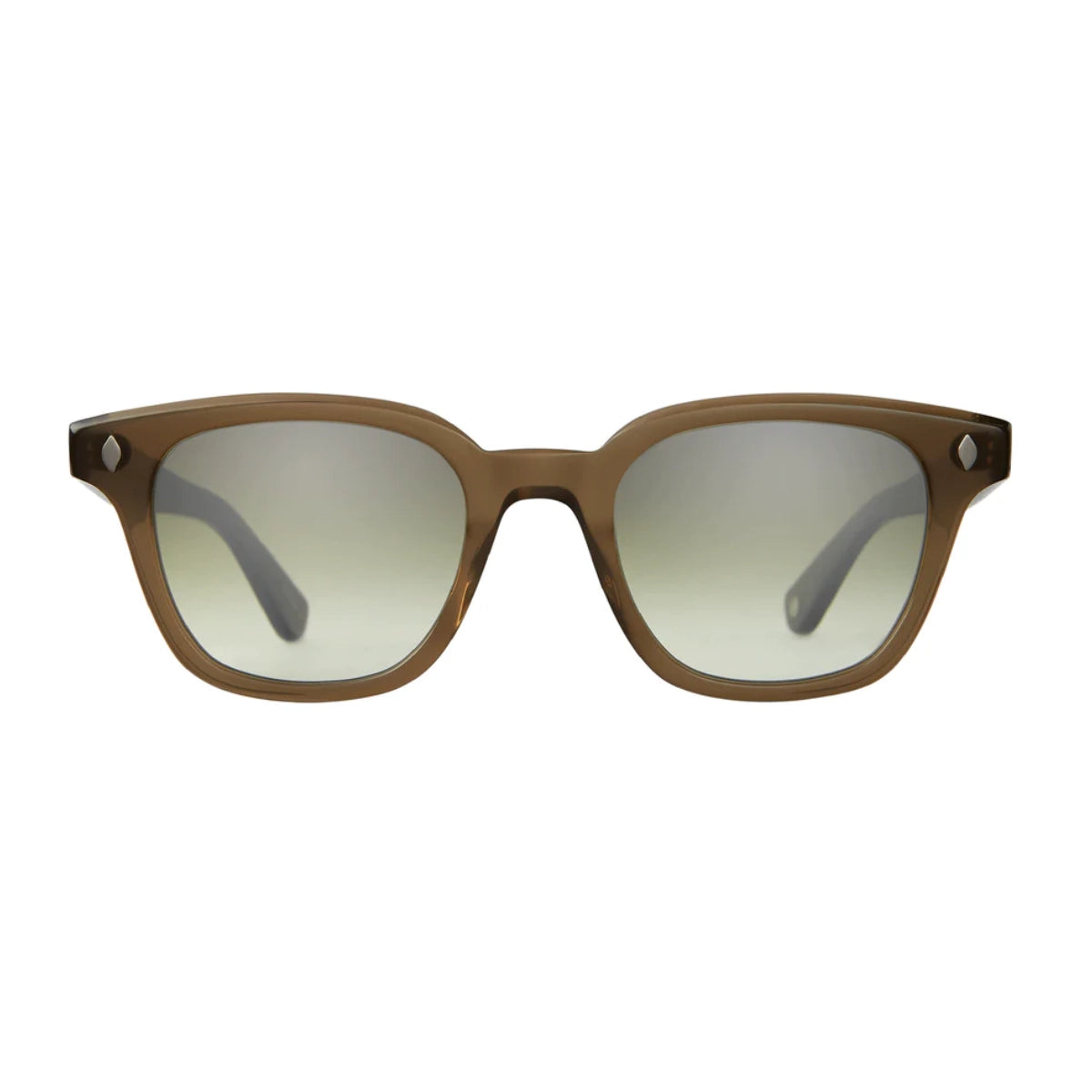 Green crystal large Garrett Leight Broadway wayfarer sunglasses for men and women with mirrored lenses