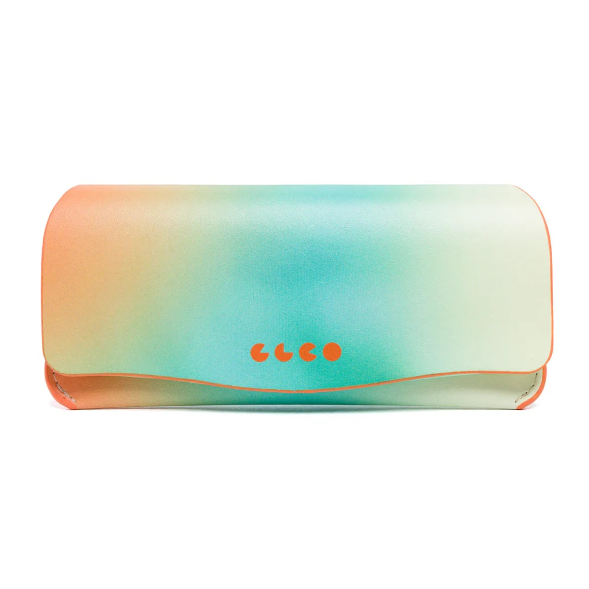 Rainbow light GLCO foldable soft eyeglass case on white background